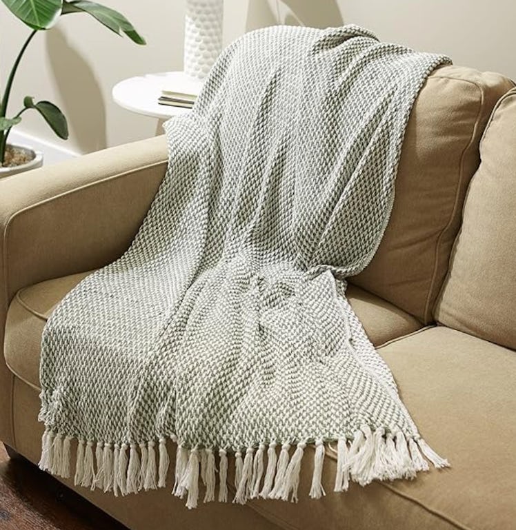 DII Cotton Basketweave Throw Blanket