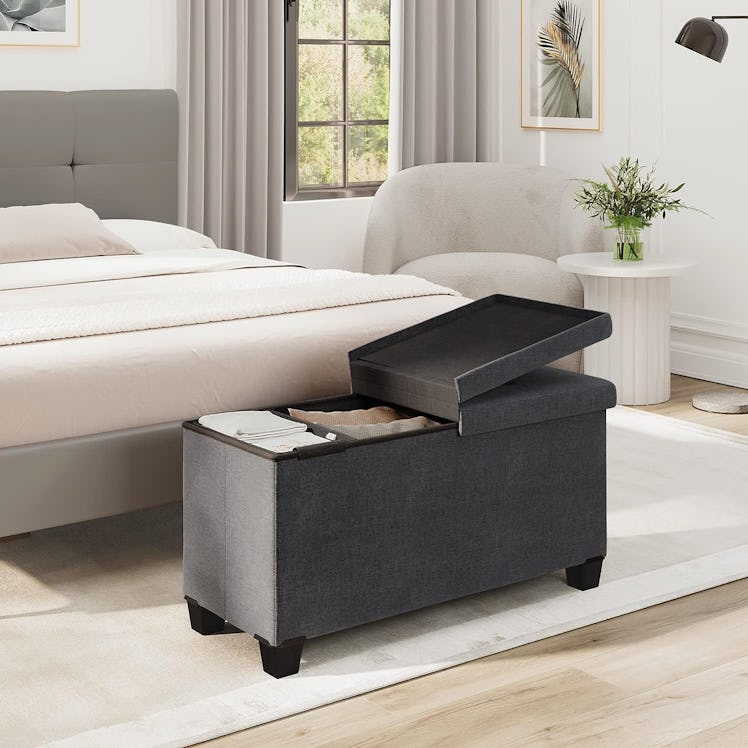 STORAGEBUD Storage Ottoman Bench with Storage Bins