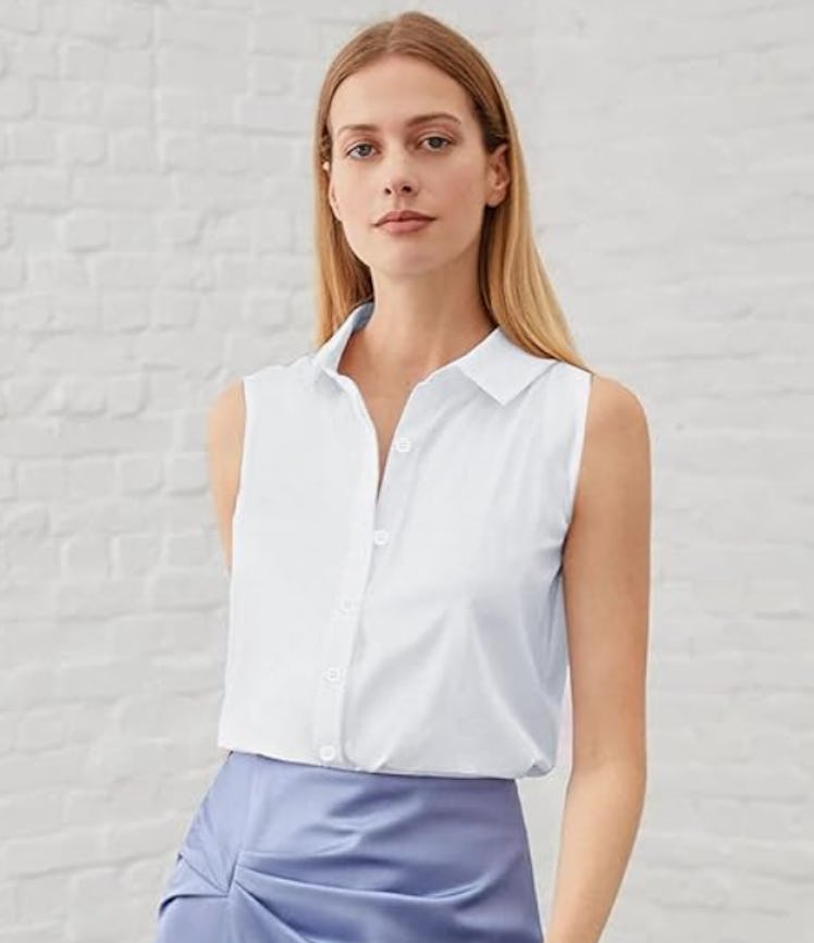 Zeagoo Sleeveless Button-Down Shirt