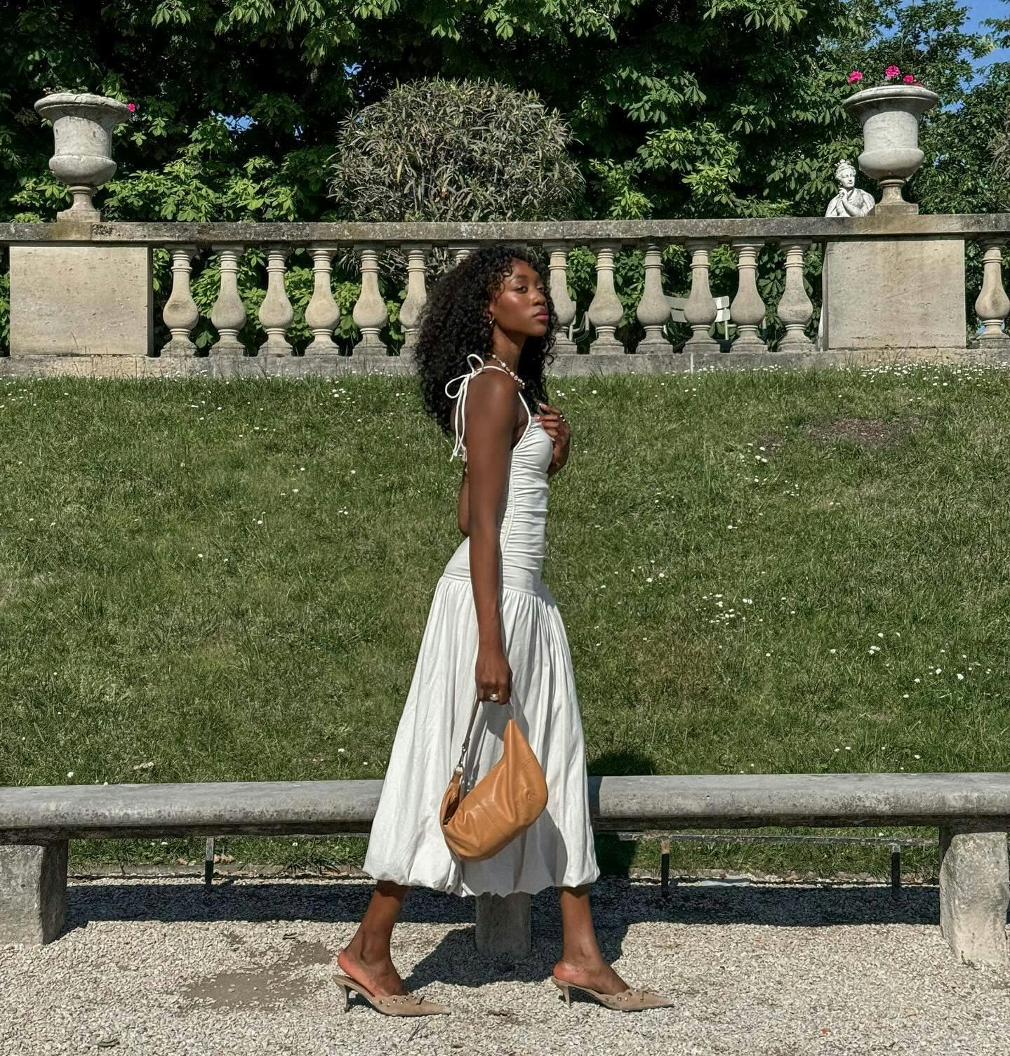 ワンピース Nodress Cotton Dress White Nodress White Lace Trim Pleated Cotton Dress – Nφdress