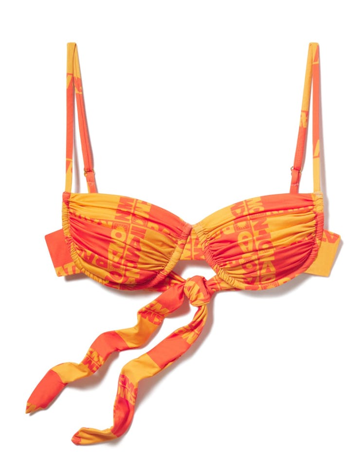 orange graphic print bikini top