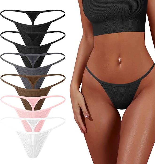OQQ Low-Rise Cotton Thongs (6-Pack)