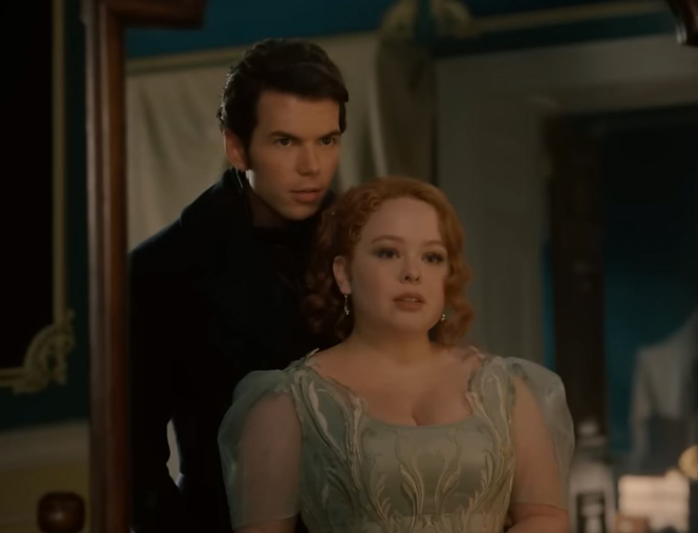 Colin and Penelope on Bridgerton. Screenshot via YouTube