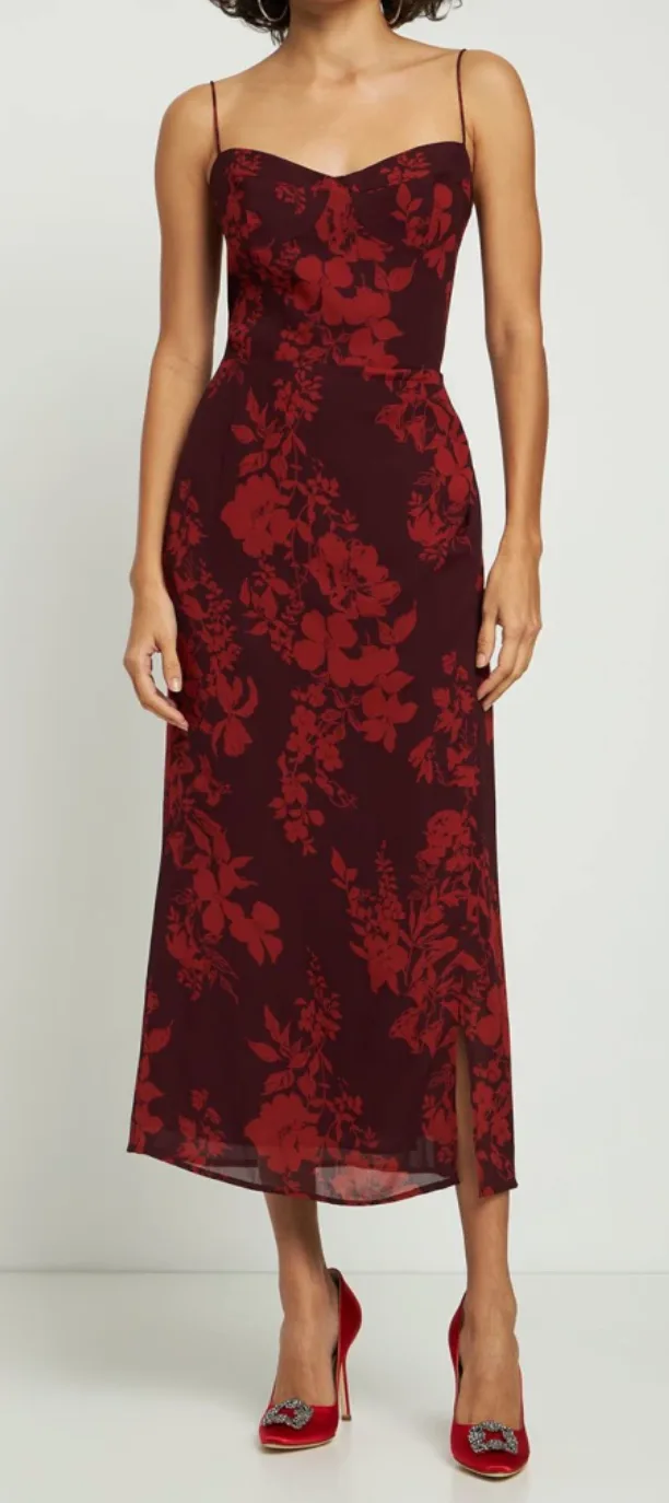 strapless open back dress Sarta Women's Broderie Anglaise Fit & Flare Midaxi Dress in Red main image 0