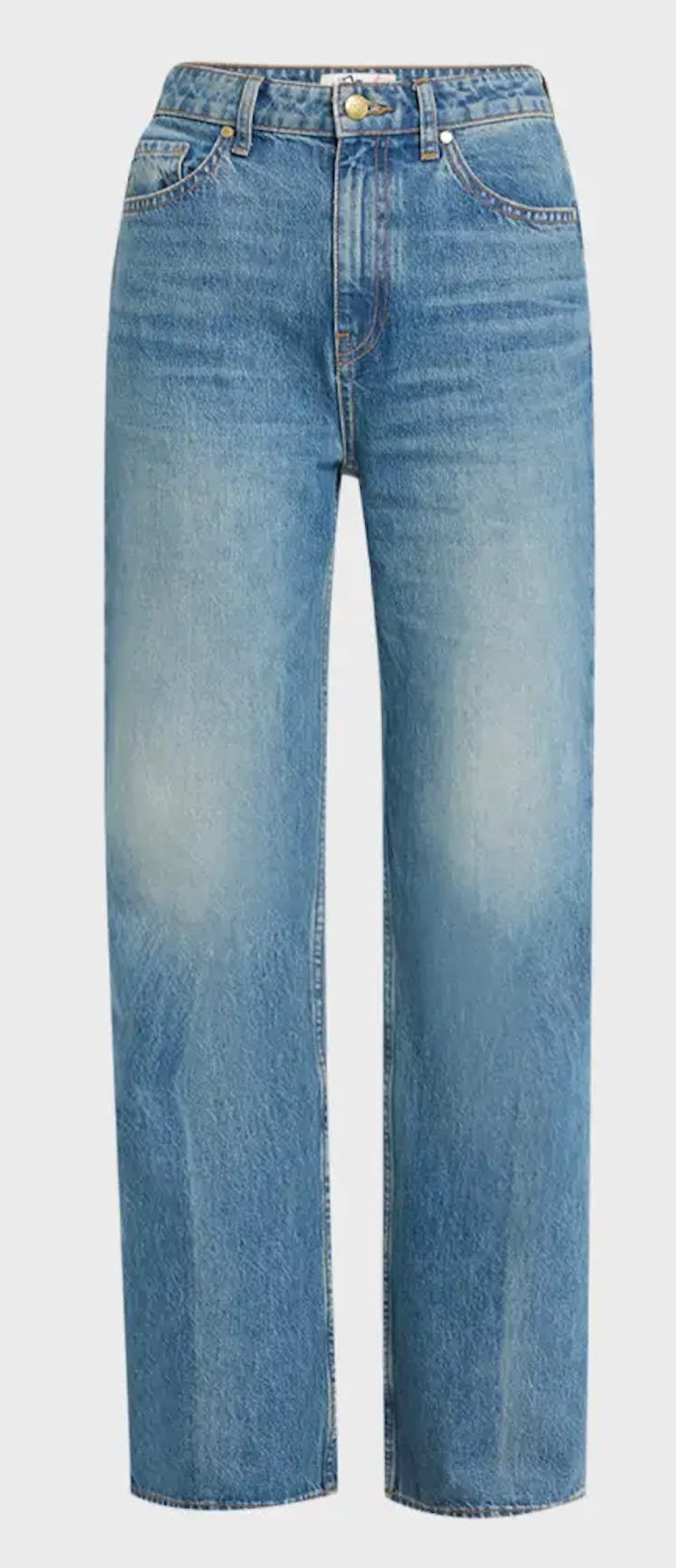 blue medium wash denim jeans