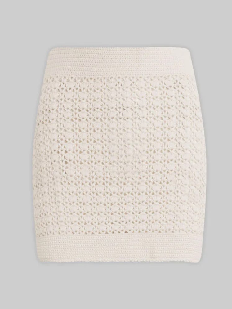 off white crochet mini skirt