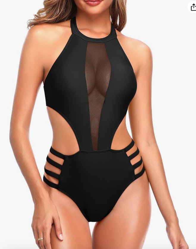 Tempt Me Mesh High-Neck Cutout One-Piece Swimsuit