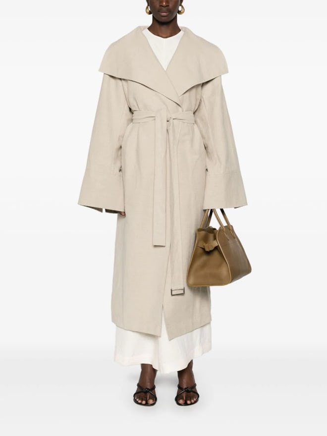 Signature linen-blend midi coat