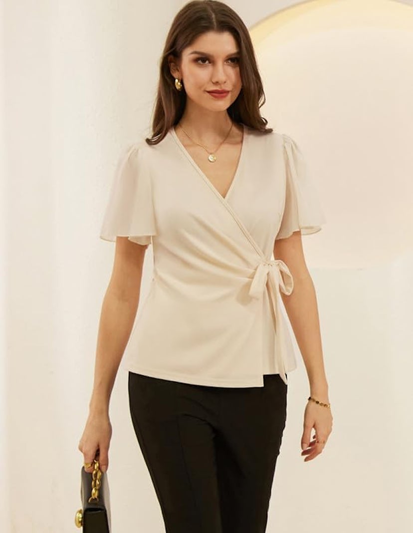 GRACE KARIN Tie Waist Top