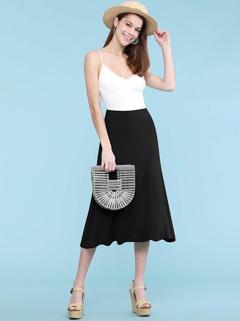 Lock and Love Lightweight Flare Midi Skirt