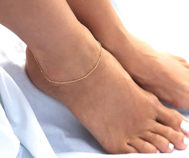 MEVECCO 14K Gold Plated Anklet Chain