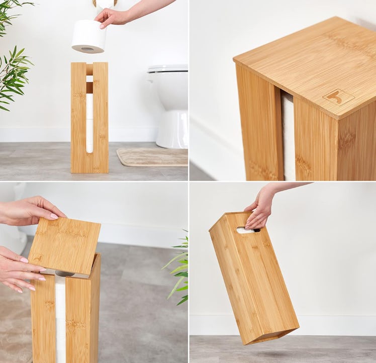 Hennez Bamboo Toilet Paper Storage Stand