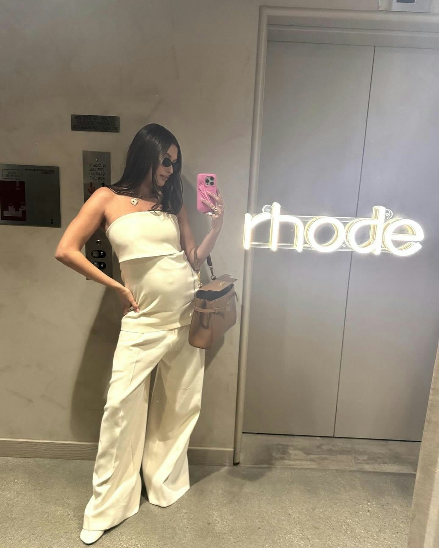 Hailey Bieber Sported A High-Low All-White Maternity Look on her instagram stories, which included a&hellip;