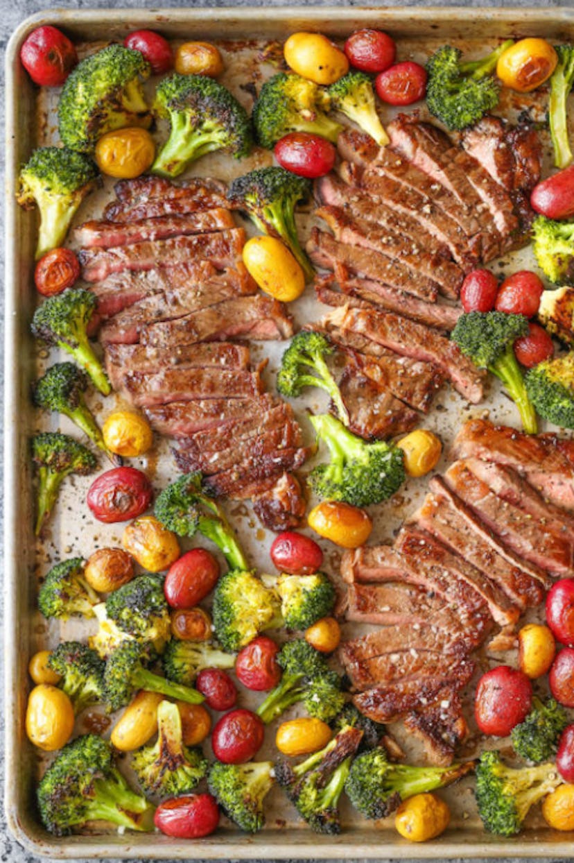 Sheet pan steak and veggies is a sheet pan summer dinner idea to try.