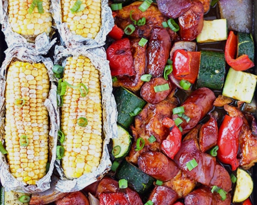 Sheet pan BBQ chicken dinner is one of the best sheet pan summer dinners.