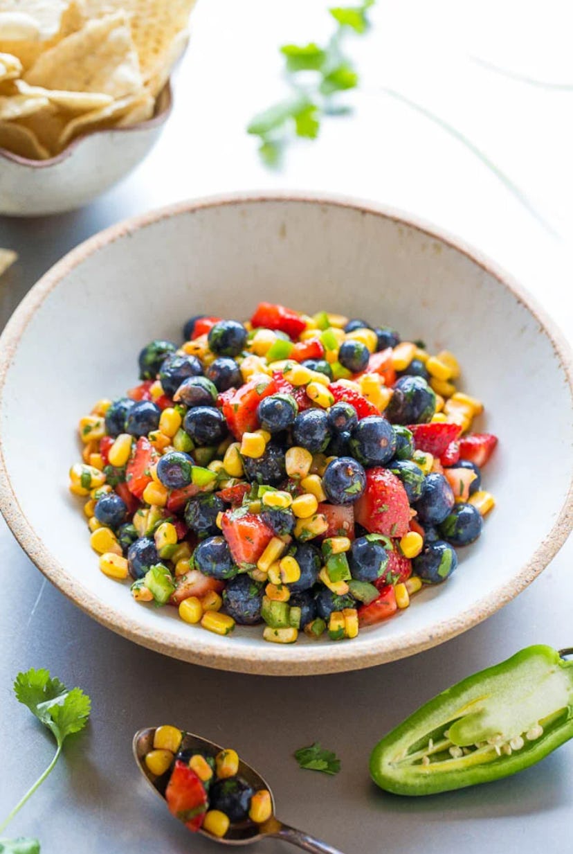 One of the tastiest make-ahead summer appetizers is blueberry corn salsa.