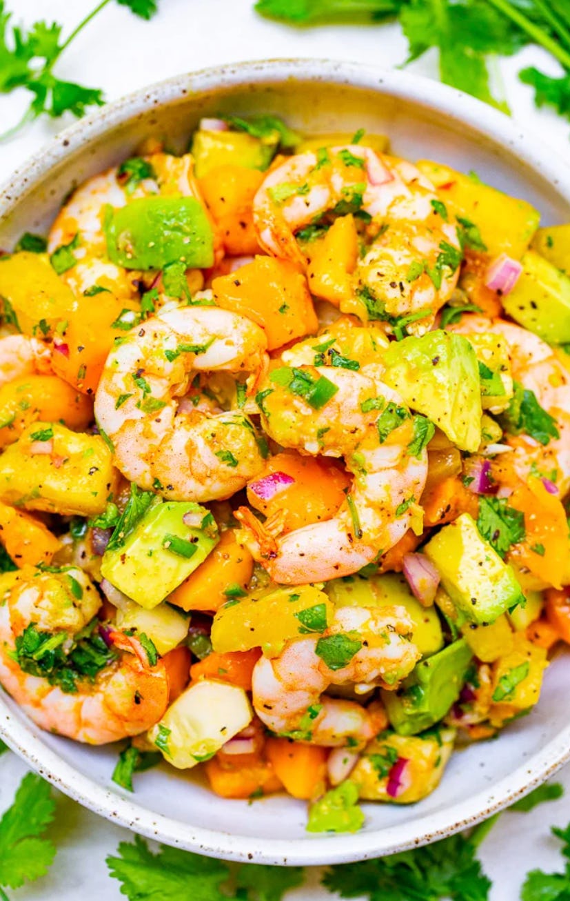 Mango Pineapple Shrimp Salad is one of the best make-ahead summer appetizers.
