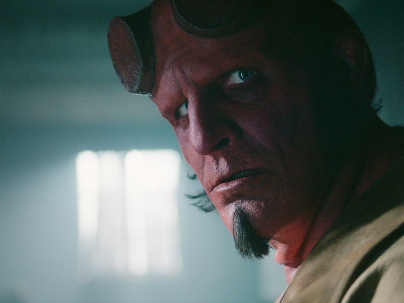 Hellboy (Jack Kesy) looks over his shoulder in Hellboy: The Crooked Man