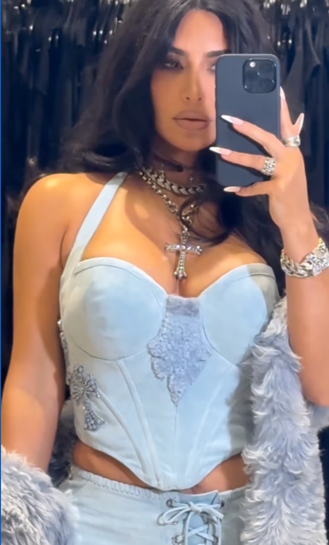 Kim Kardashian&rsquo;s jewelery for the party was from Chrome Hearts.