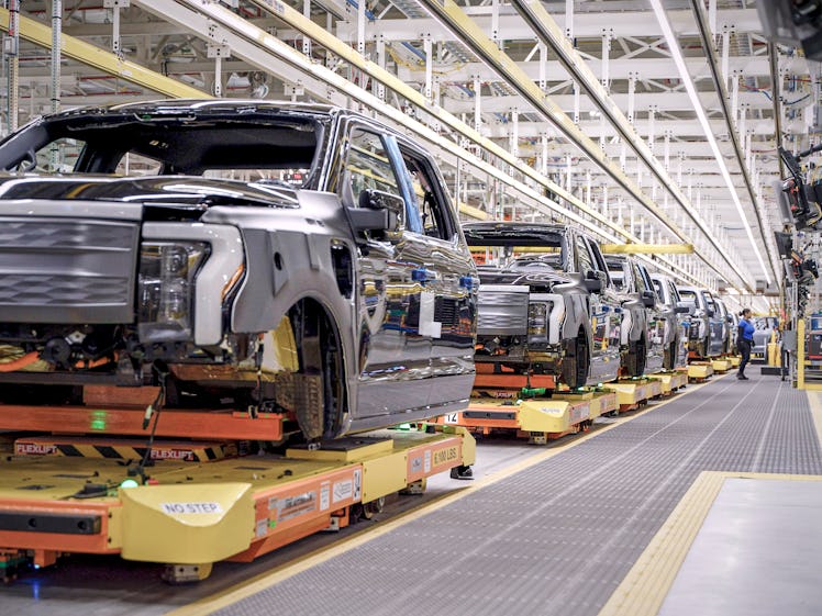 Ford's manufacturing plant making F-150 Lightning