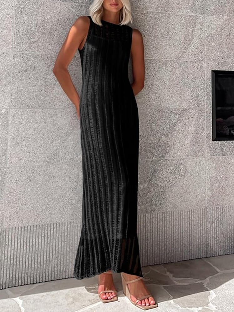 Saodimallsu Crochet Sleeveless Maxi Dress