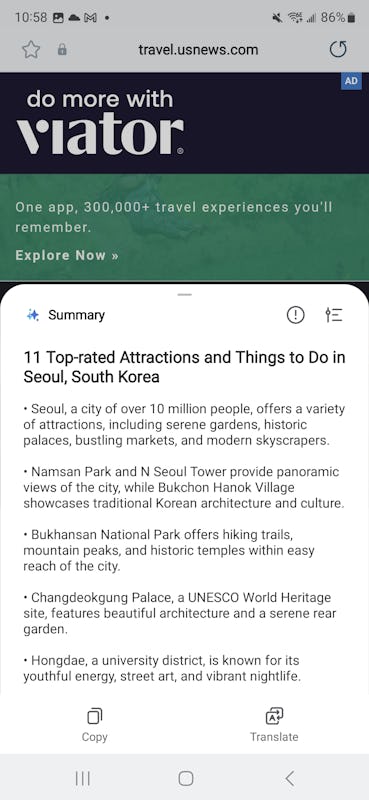 Samsung's Galaxy AI can summarize lengthy articles into bite-size bullets of key information.
