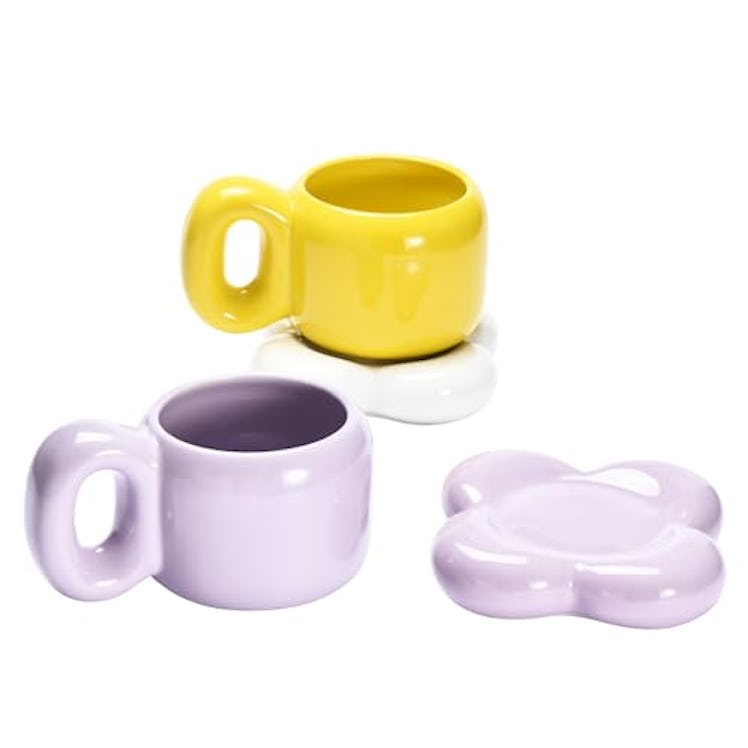 WHOLE HOUSEWARES Aesthetic Chubby Cloud Mugs (Set Of 2)