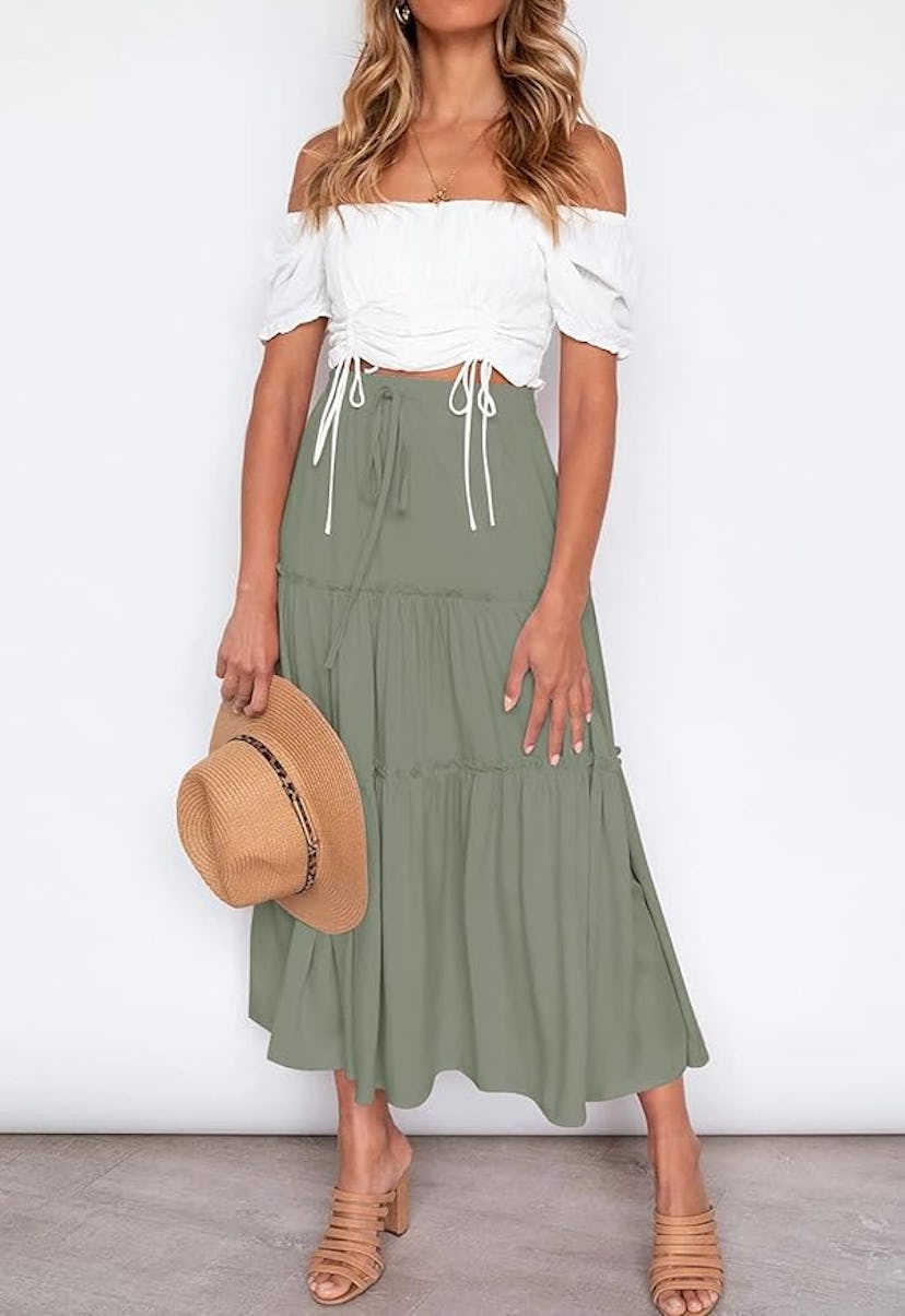 HAEOF Tiered Maxi Skirt