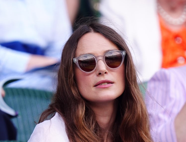 Keira Knightley in the royal box on day ten of the 2024 Wimbledon Championships at the All England L...