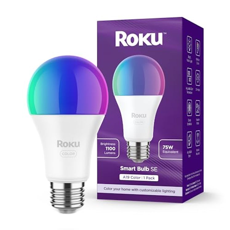 Roku Smart Light Bulbs (Color, 1-Pack) - Dimmable A19 Color Lightbulbs with Adjustable Brightness & ...