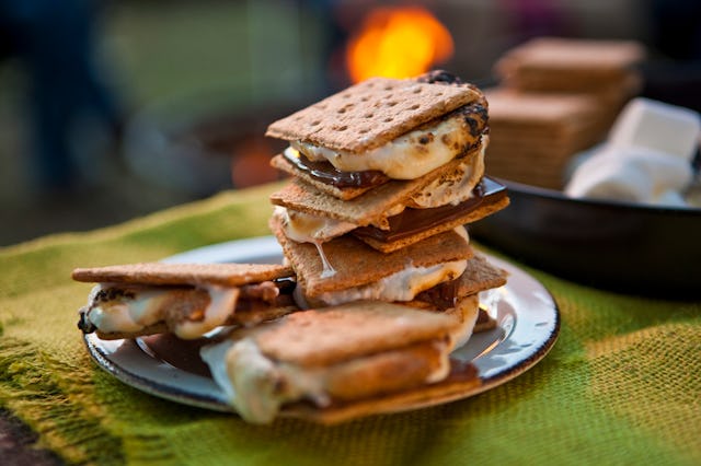 A stack of s'mores on a plate