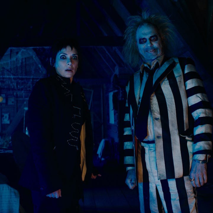 Winona Ryder as Lydia and Michael Keaton as Beetlejuice in Warner Bros. Pictures’ comedy, 'Beetlejui...
