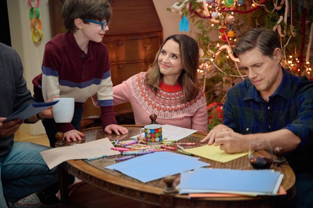 Chase Marcotte, Rachael Leigh Cook, and Sam Page star in the 2023 Hallmark holiday film 'Rescuing Ch...