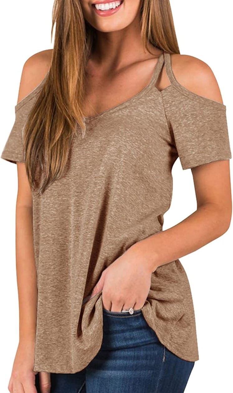 Minclouse Cold Shoulder T Shirt