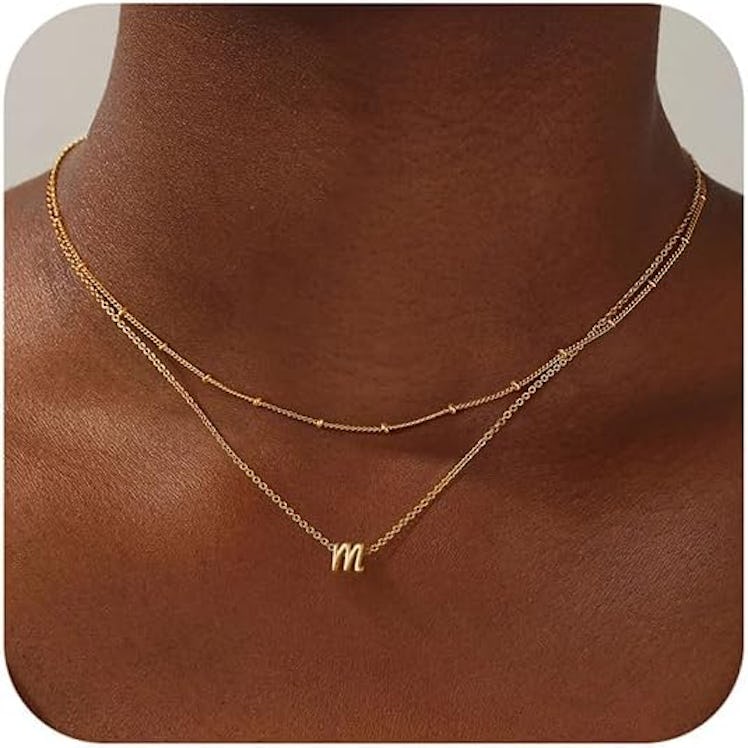 Yoosteel Layered Initial Necklace