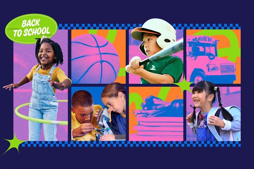 Images of kids playing sports, studying, and getting ready for back to school.