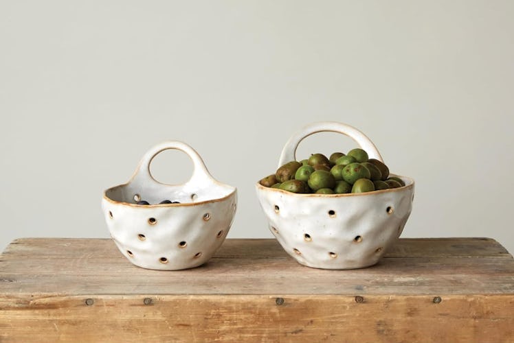 Creative Co-Op Stoneware Colanders (Set of 2)