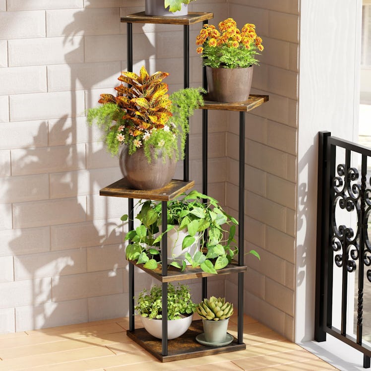 New England Stories 5-Tier Corner Plant Stand