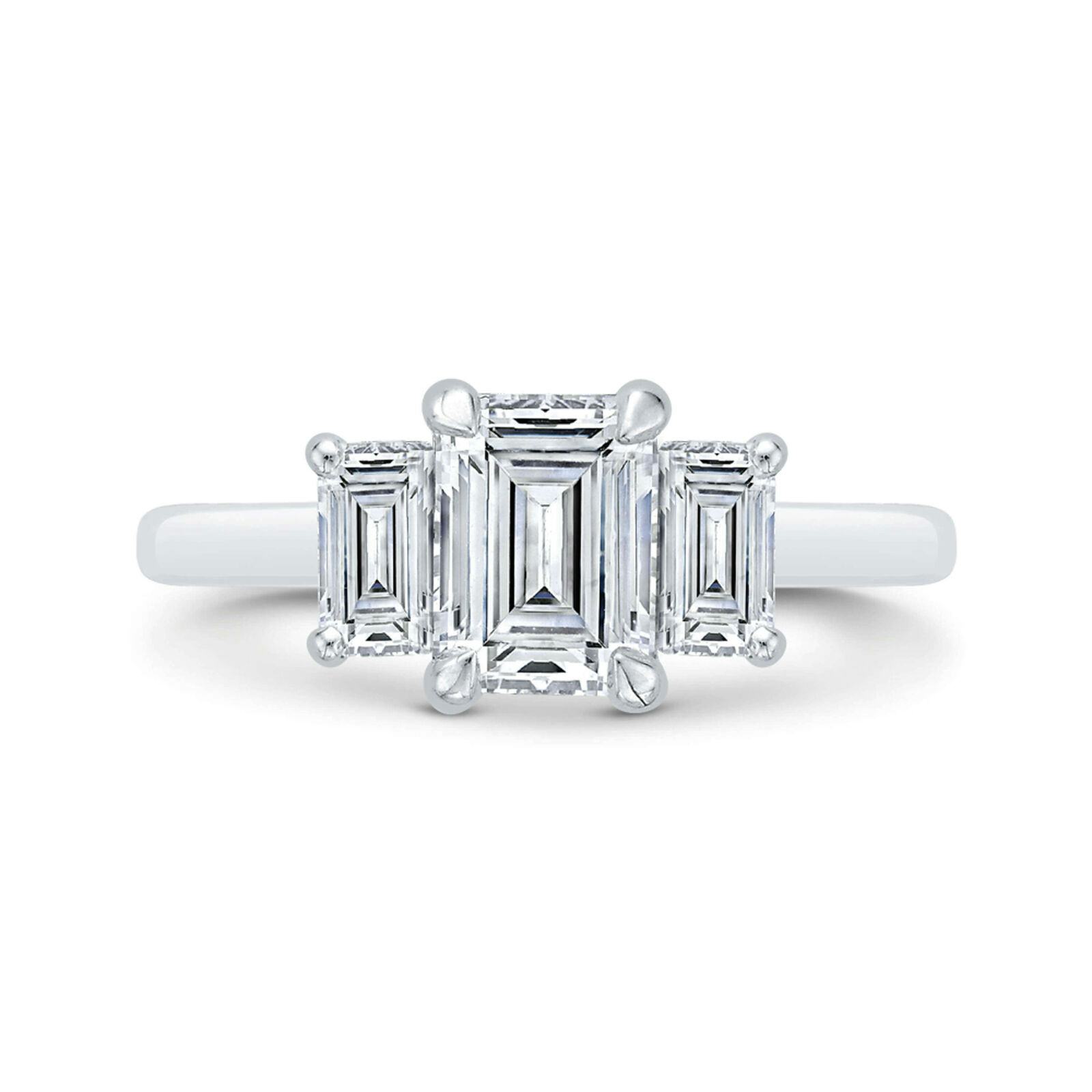 Bella Ponte 3-Stone Emerald Cut Diamond Engagement Ring in Platinum