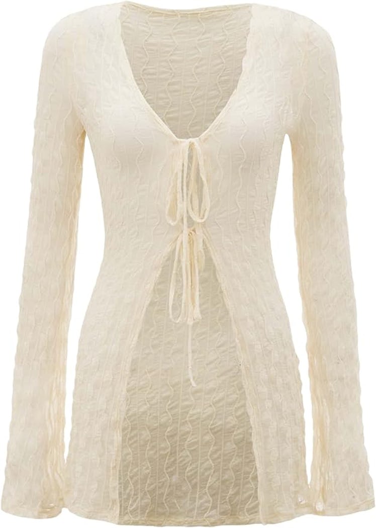 Verdusa Sheer Textured Cardigan 