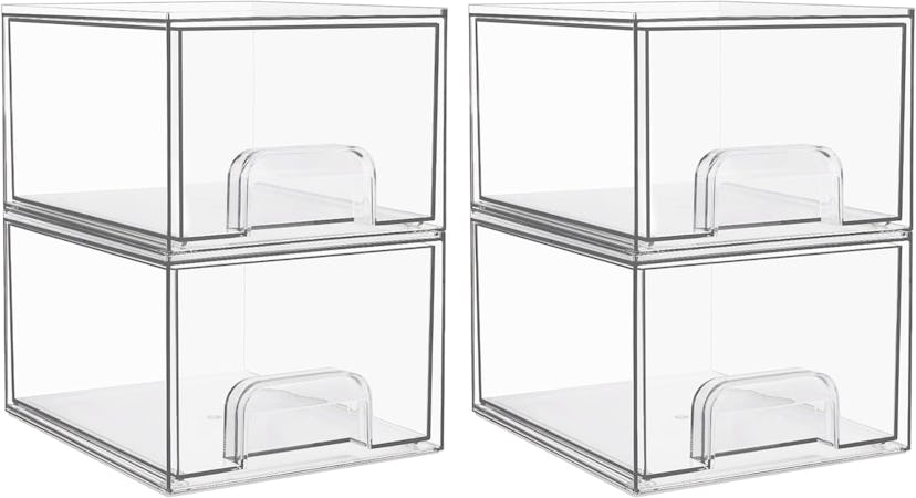 Vtopmart 4 Pack Clear Stackable Storage Drawers