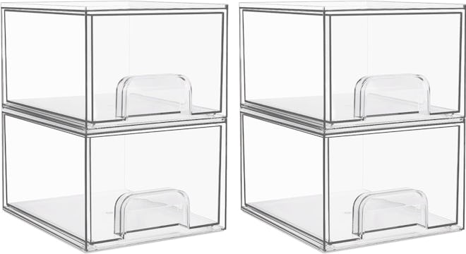 Vtopmart 4 Pack Clear Stackable Storage Drawers