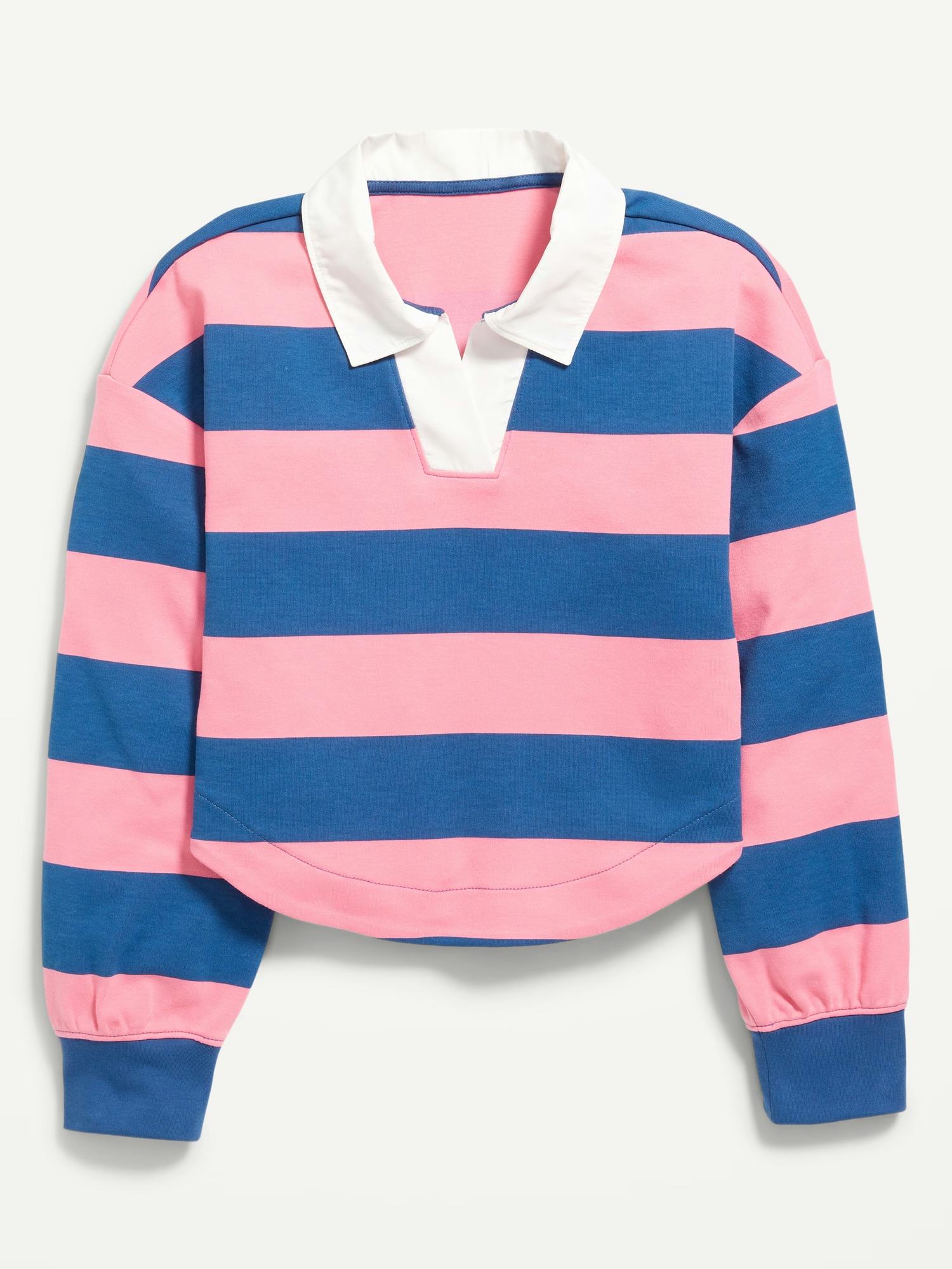 Collared Striped Pullover Top for Girls