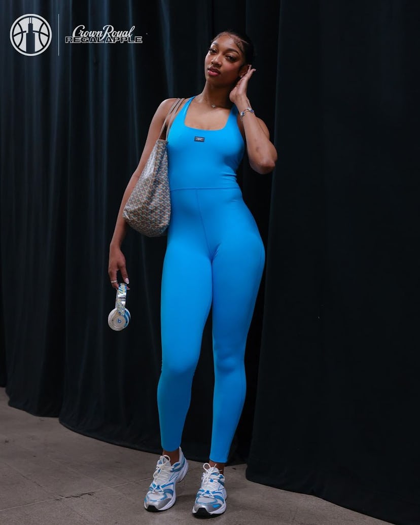 Angel Reese arriving for the Chicago Sky vs. Las Vegas Aces game in Vegas.