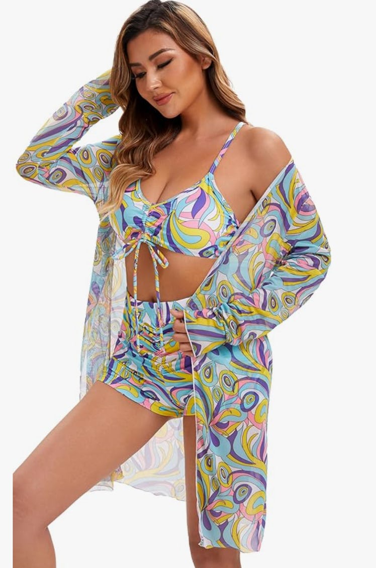 Yknktstc Kimono Swimwear Set (3-Pieces)