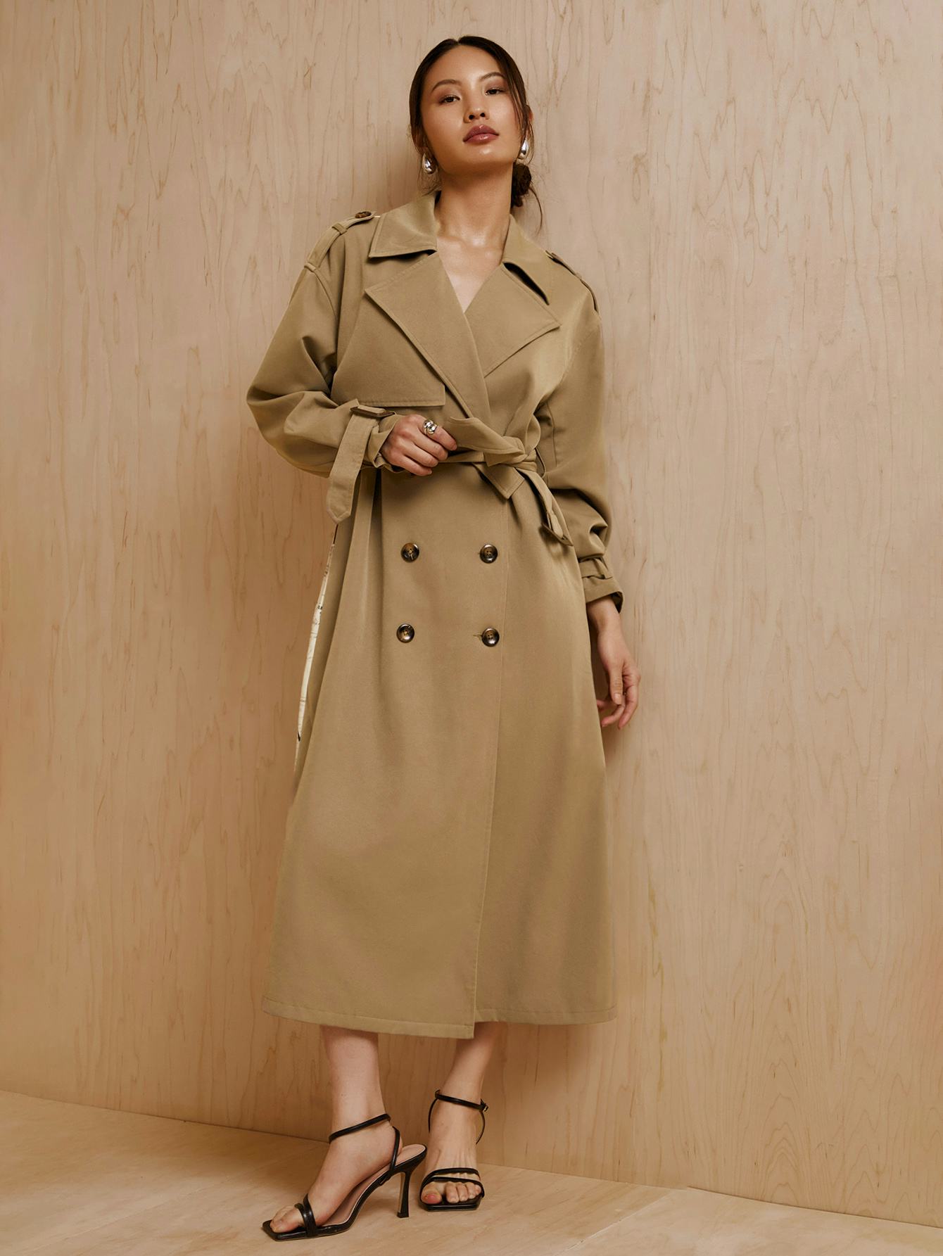 MONSE Combo Printed Belted Trench Coat
