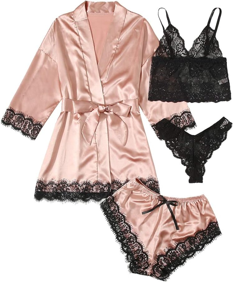 WDIRARA Lingerie Pajamas Set (4-Pieces)