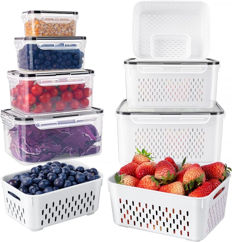 Freshmage Food Storage Containers with Removable Colander (6 Pieces)