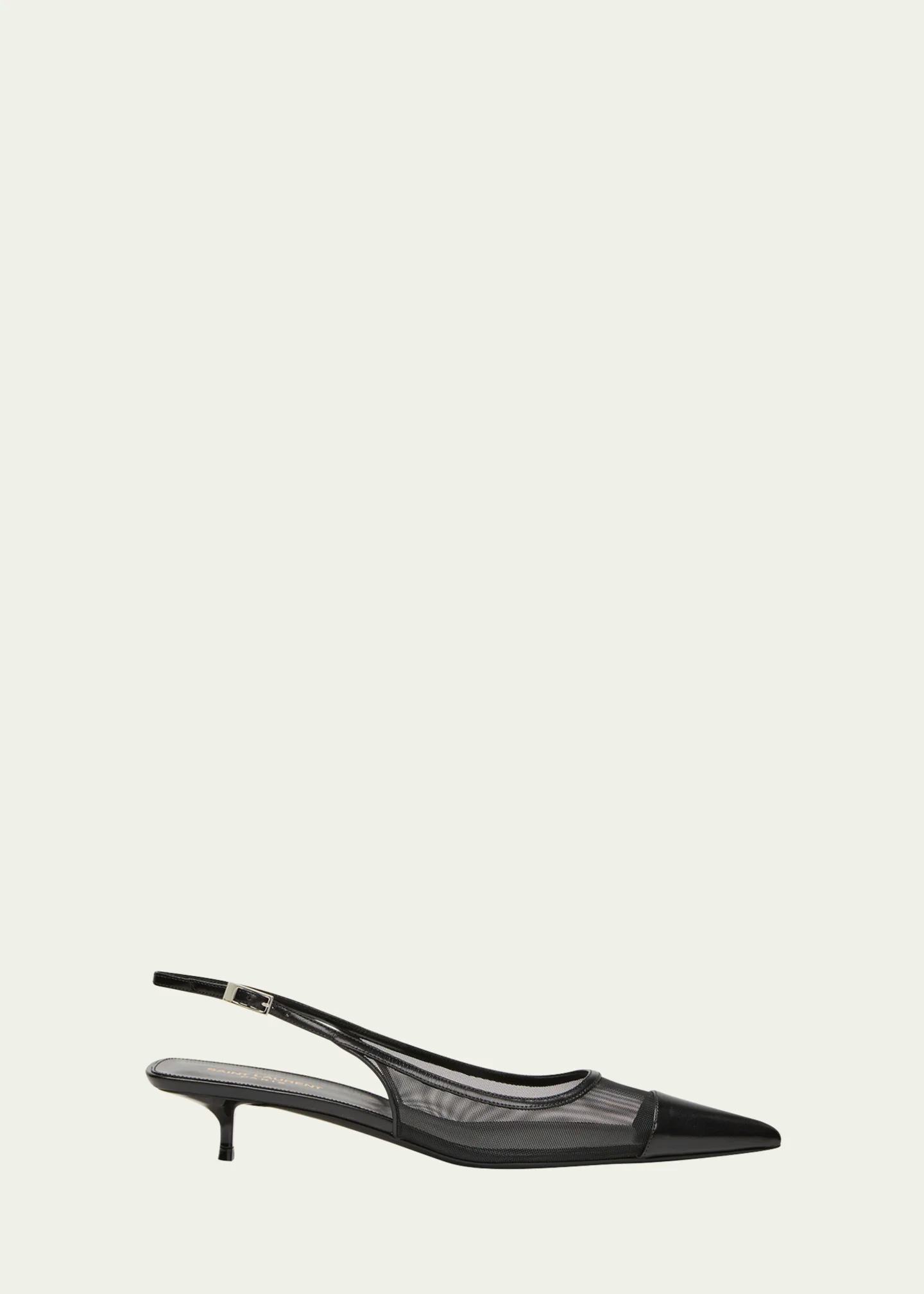 Oxalis Leather Mesh Slingback Pumps