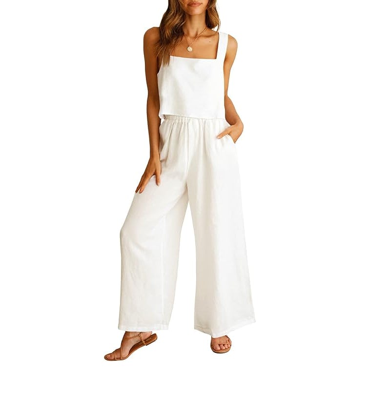 Women's 2 Piece Outfits Linen Pants Jumpsuit